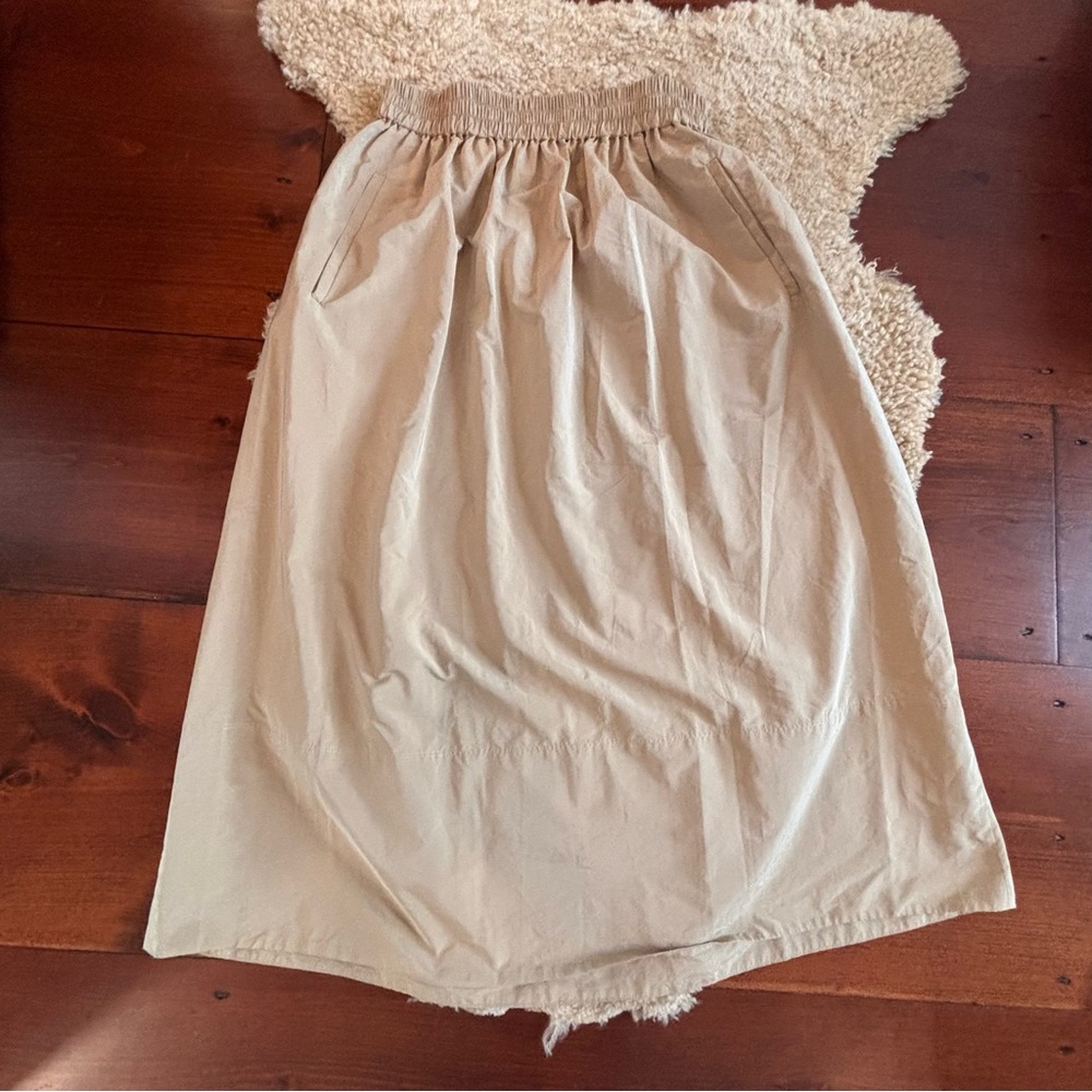 Tibi Nylon Pull On Full Skirt, Tan - Picture 4 of 9